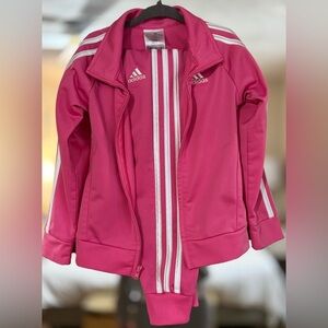 Adidas Pink & White Stripe Tracksuit 4T